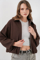 Büzgülü Oversize Kaşe Ceket 0728 - Sütlü Kahve