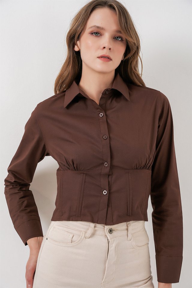 20231 Slim Fit Poplin Gömlek - Krem