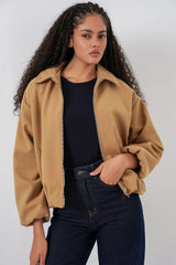 Büzgülü Oversize Kaşe Ceket 0728 - Sütlü Kahve