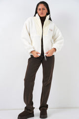 5194 Peluş Mont Ceket - Ekru