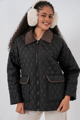 Siyah Kahve Kapitone Oversize Mont 5229