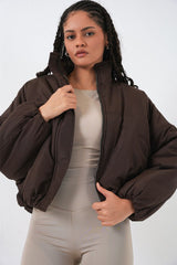 Oversize Bomber Şişme Mont 5124 - Ekru