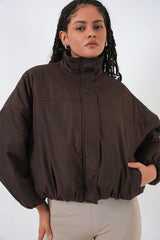 Oversize Bomber Şişme Mont 5124 - Ekru