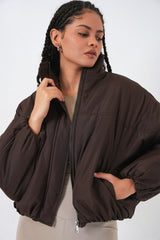 Oversize Bomber Şişme Mont 5124 - Ekru