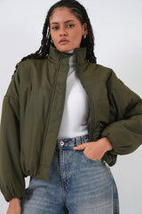 Oversize Bomber Şişme Mont 5124 - Ekru