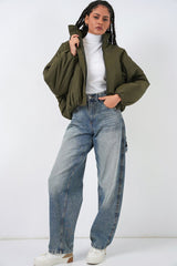 Oversize Bomber Şişme Mont 5124 - Ekru