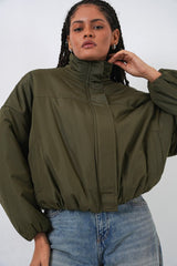 Oversize Bomber Şişme Mont 5124 - Ekru