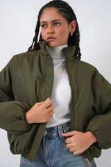 Oversize Bomber Şişme Mont 5124 - Ekru