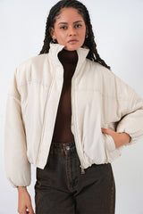 Oversize Bomber Şişme Mont 5124 - Ekru
