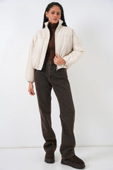 Oversize Bomber Şişme Mont 5124 - Ekru