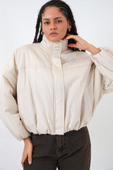 Oversize Bomber Şişme Mont 5124 - Ekru