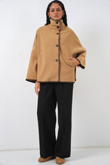 Nakışlı Kaşe Ceket 9167 - Ekru