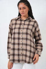 Ekose Desen Oversize Oduncu Gömlek 3854 A.Kiremit