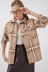 Ekose Desen Oversize Oduncu Gömlek 3854 - A.Bej
