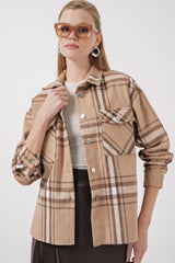 Ekose Desen Oversize Oduncu Gömlek 3854 - A.Bej