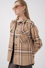 Ekose Desen Oversize Oduncu Gömlek 3854 - A.Bej