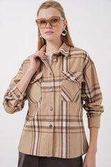 Ekose Desen Oversize Oduncu Gömlek 3854 - A.Bej