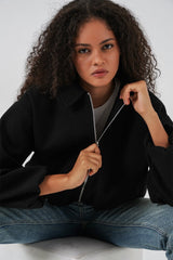 Büzgülü Oversize Kaşe Ceket 0728 - Sütlü Kahve