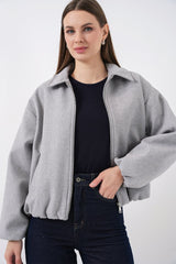 Büzgülü Oversize Kaşe Ceket 0728 - Sütlü Kahve