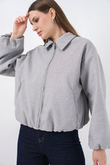 Büzgülü Oversize Kaşe Ceket 0728 - Sütlü Kahve