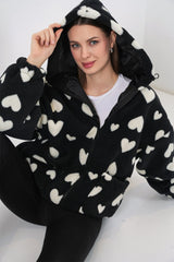 Kapüşonlu Peluş Ceket 5236 - Taba