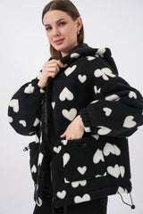 Kapüşonlu Peluş Ceket 5236 - Taba