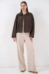 Oversize Kısa Ceket 0732 - Kahverengi