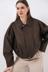 Oversize Kısa Ceket 0732 - Kahverengi