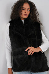 6804 Kürklü Yelek - Siyah