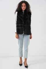 6804 Kürklü Yelek - Siyah