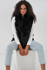 6804 Kürklü Yelek - Siyah