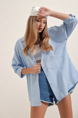 3900 Oversize Uzun Basic Gömlek - Gül Kurusu