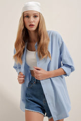 3900 Oversize Uzun Basic Gömlek - Gül Kurusu