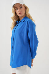 3900 Oversize Uzun Basic Gömlek - Gül Kurusu
