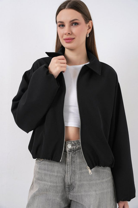 Oversize Fermuarlı Ceket 0735 - Siyah