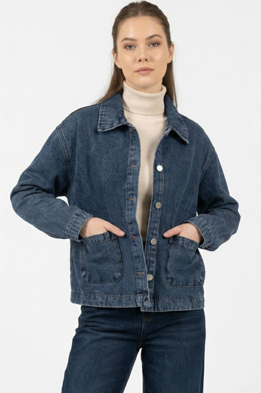 Çift Cepli Denim Ceket 0731 - Lacivert