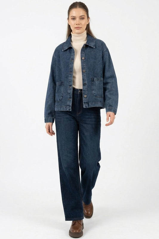 Çift Cepli Denim Ceket 0731 - Lacivert