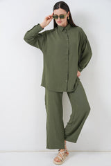 Gömlek Pantolon İkili Takım 30063 - Gül Kurusu