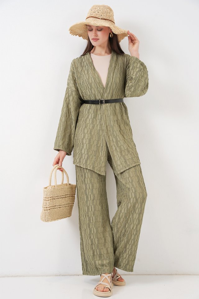 Kimono Pantolon İkili Takım 30078 - Çağla