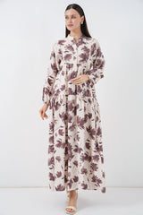 Lilyum Kumaş Uzun Tesettür Elbise 2593 - İndigo