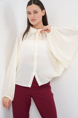 Yarasa Kol Oversize Gömlek 20368 - Ekru