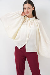 Yarasa Kol Oversize Gömlek 20368 - Ekru