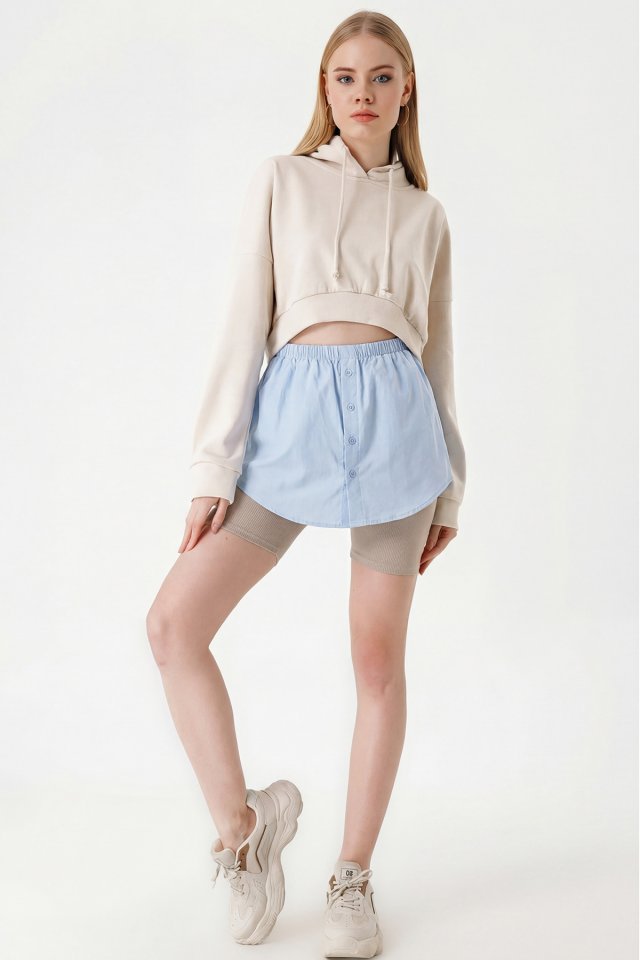 1888 Sweatshirt Ve Kazak Altı Gömlek Etek - Mavi