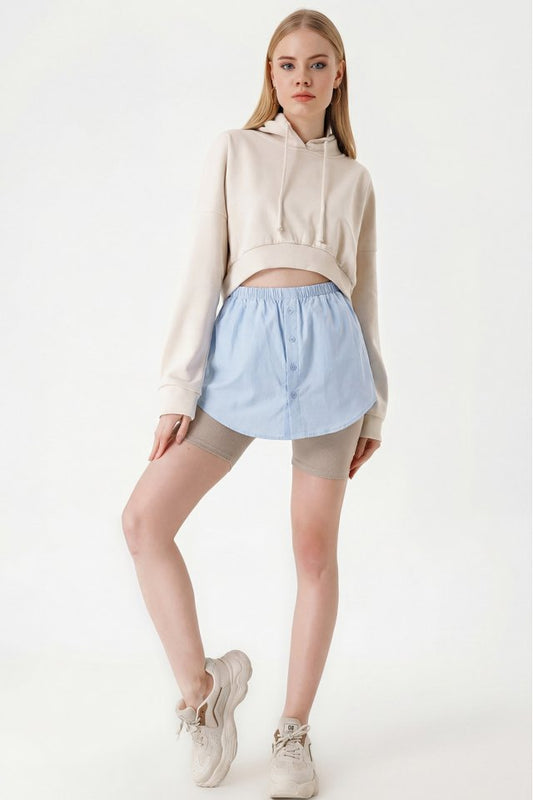 1888 Sweatshirt Ve Kazak Altı Gömlek Etek - Mavi