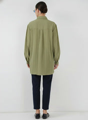 Çizgili Uzun Gömlek Tunik 5947 - Beyaz