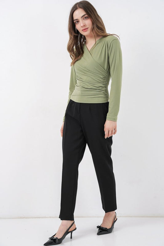 939 Anvelop Yaka Sandy Bluz - Çağla