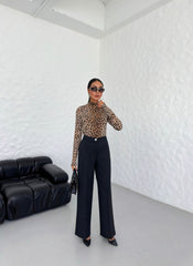 230 Gr Poly Viscose Lycra Metal Düğme Palazzo Pantolon