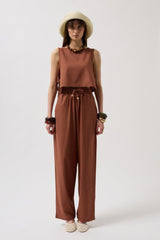 Beli Bağcıklı Düz Kesim Pantolon