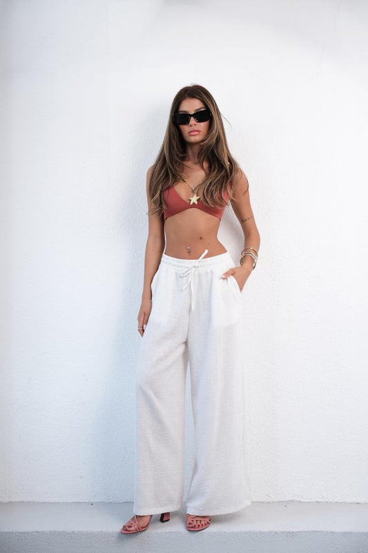 Aksesuar Detay Keten Pantolon