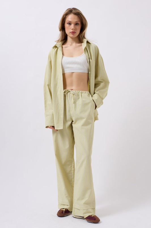 Çizgili Bel Lastikli Pantolon